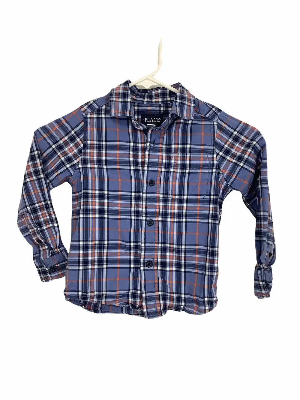 The Children's Plaid Boys Plaid Long Sleeve Button Down Shirt Kid's Size XS/4